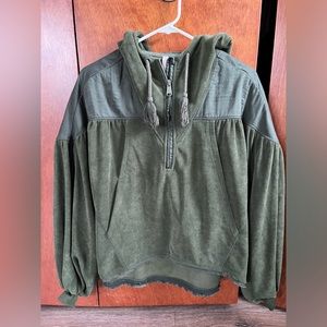 Free People Movement Cropped Army Green Hoodie